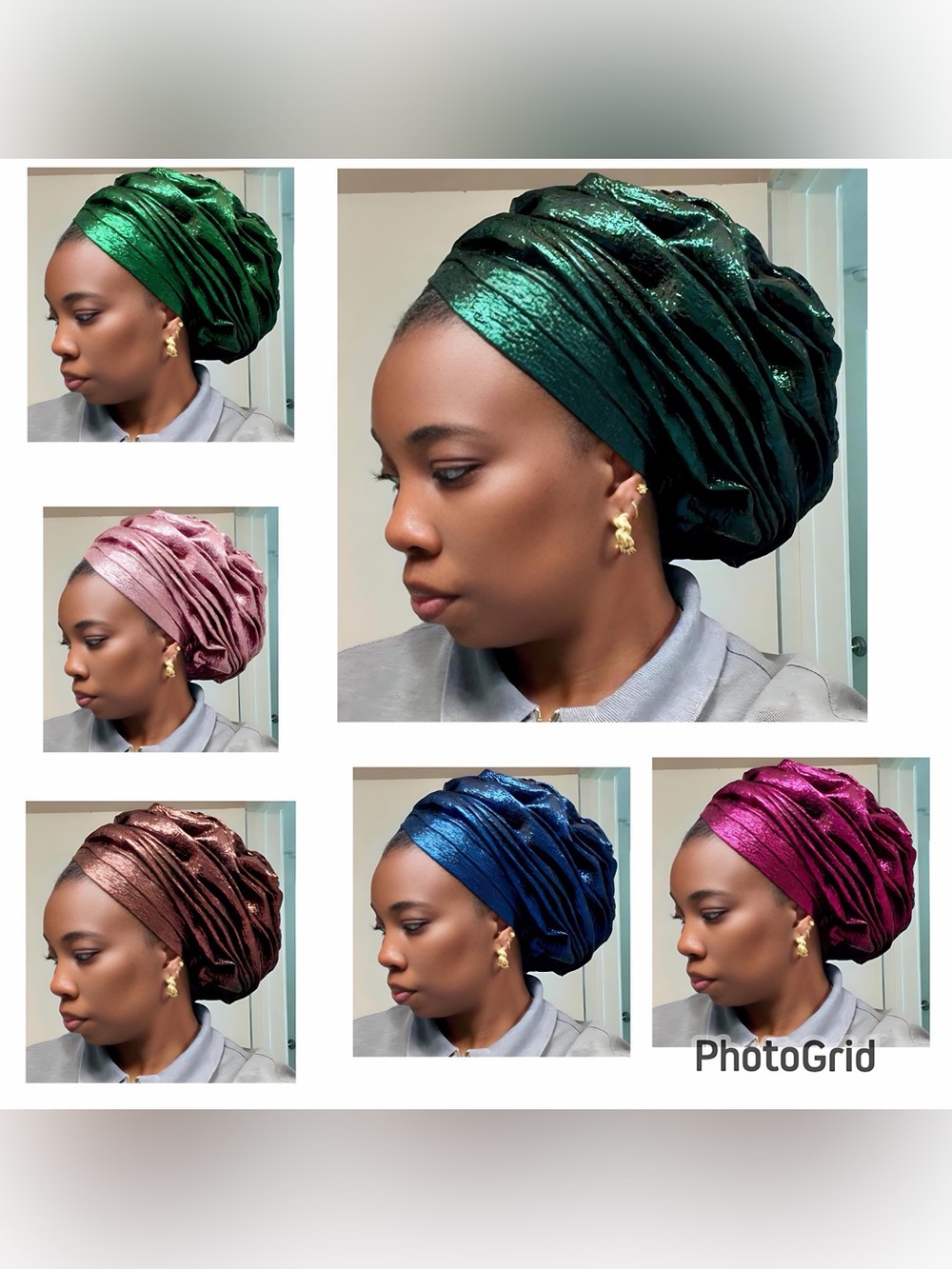 Elegant Metallic Green Headwrap Turban - Women Accessories